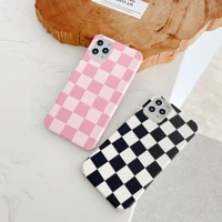 fashionable pink black checker case for iphone 12 pro max back phone cover for 12 mini 11pro max x xs xr 8 7 plus se 2020 capa