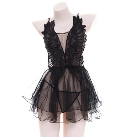 Женская пикантная ночная рубашка с крыльями ангела винтажный комплект пижам из