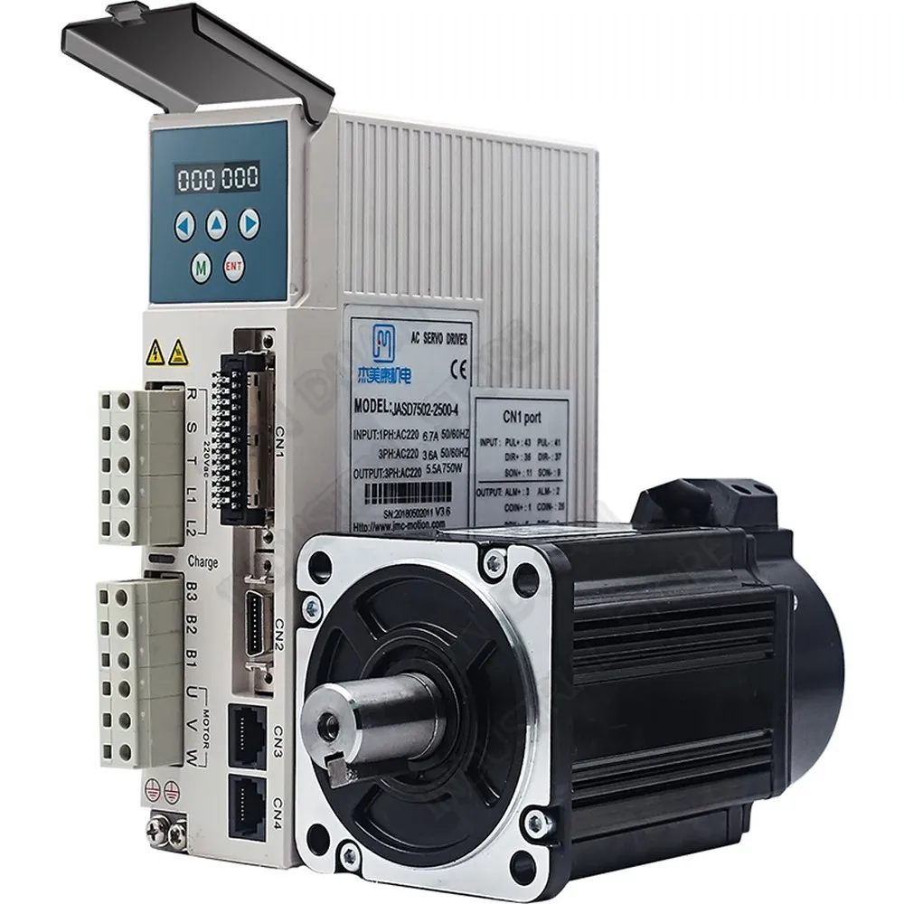 

JMC 80mm 750W 220V AC Servo Motor Driver Kit 2.39NM 1HP/3PH 3000RPM - 5000RPM 17Bit Absolute Encoder for CNC Lathe Router Robot
