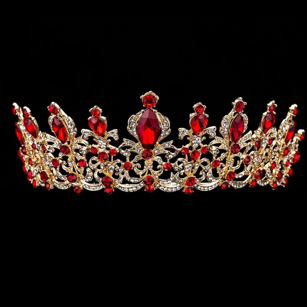 1PCS Crown Red KMVEXO 3 шт великолепные наборы свадебных ювелирных изделий из кристаллов ожерелья со стразами серьги Корона тиары африканские бусины комплект ювелирных изделий «Дубай» - Окраска металла: 1PCS Crown Red