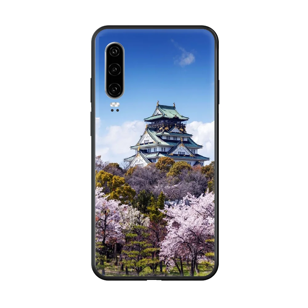 

Romantic Japanese Cherry Blossoms Phone Case hull For huawei honor 7 8 9 10 20 A S X Lite Pro black waterproof trend