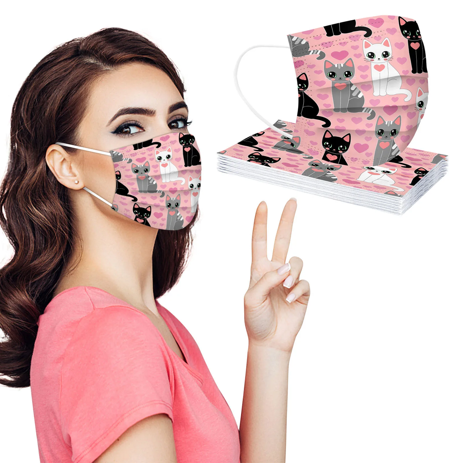 

masque Cat series Mask Disposable Face Mask maske Industria 3Ply Ear Loop Earring Dustproof Washable Mask Cap