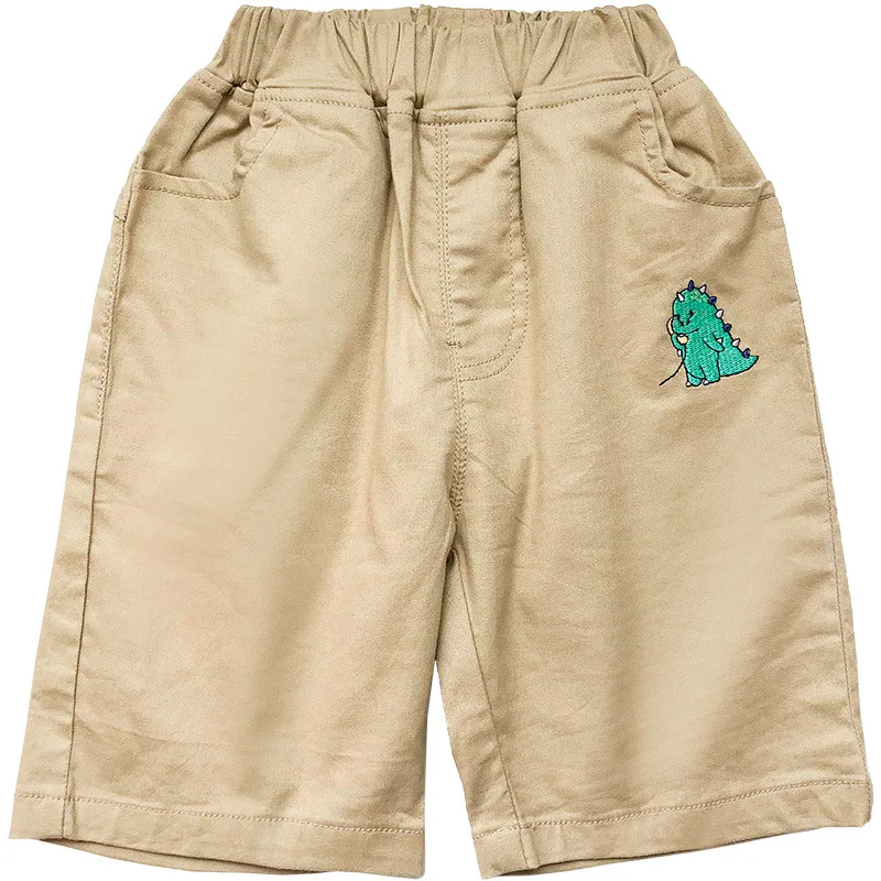 

Summer 2021 boys cartoon embroidery shorts kids cotton soft loose aal-match calf-length pants