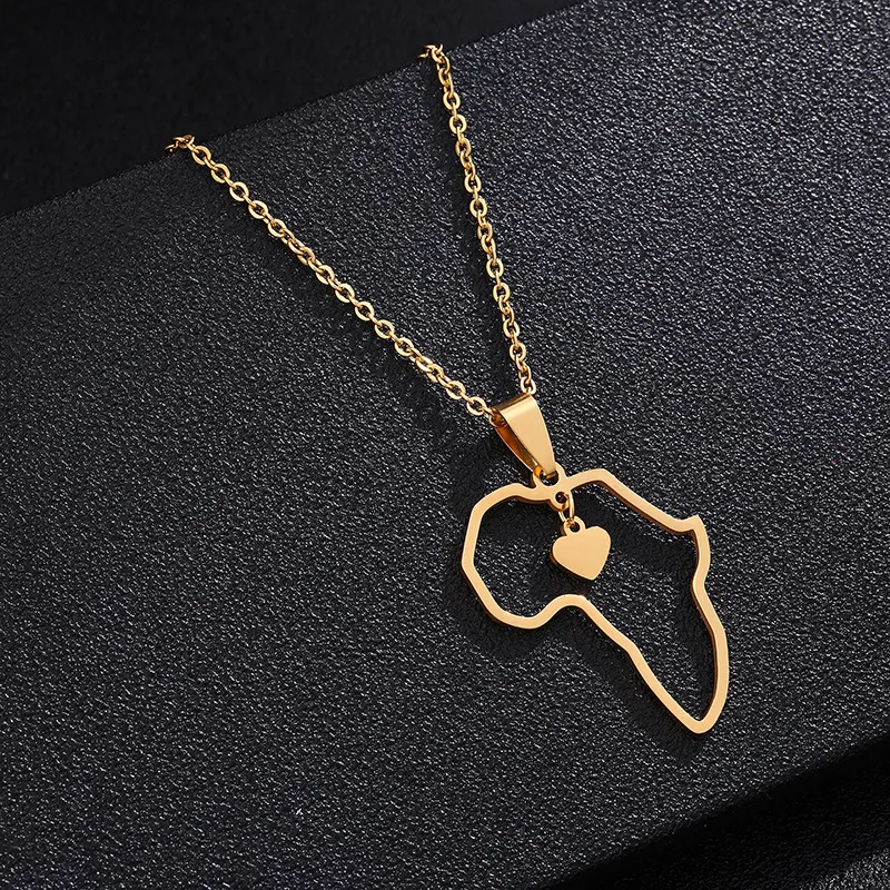 

fashion stainless steel map of Africa hip-hop pendant necklace titanium steel map of Africa pendant necklace