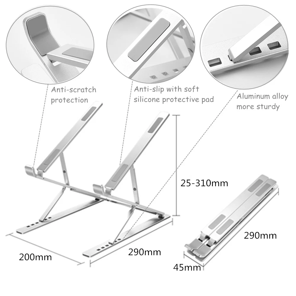 

New Laptop Stand Portable 6+9 Levels Double Layer Height Adjustable Aluminum Foldable Laptop Holder Raise Laptop To Eye Level