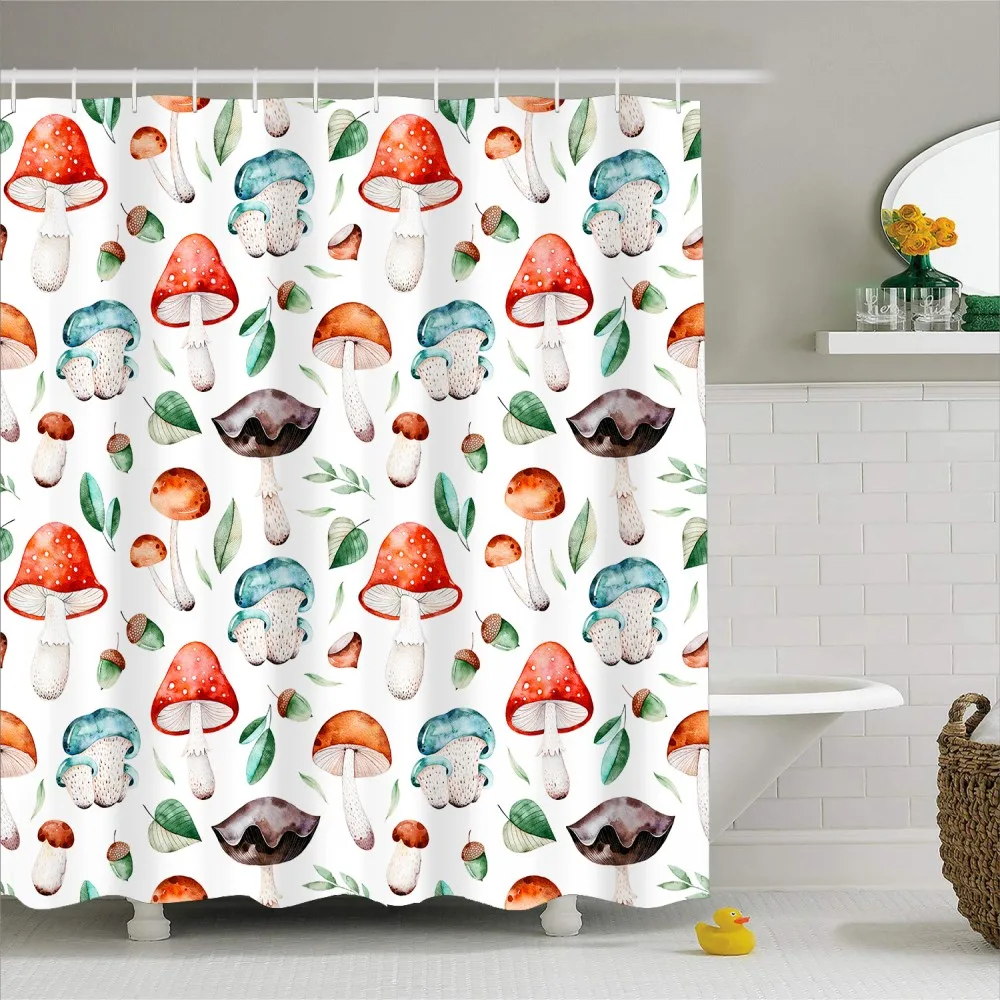 3D печать прочный Водонепроницаемый полиэстер занавеска для душа с крючками 1 шт