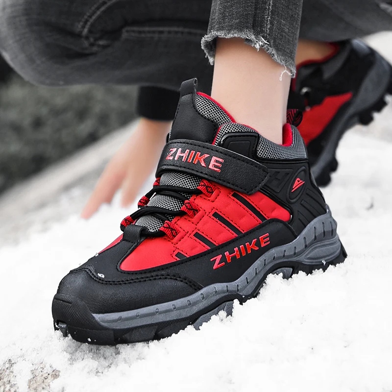 New Winter Children Hiking Shoes Kids Non-slip Snow Shoes Outdoor Boys Girls Warm Cotton Sneakers Kids Shoes Size 31-40
