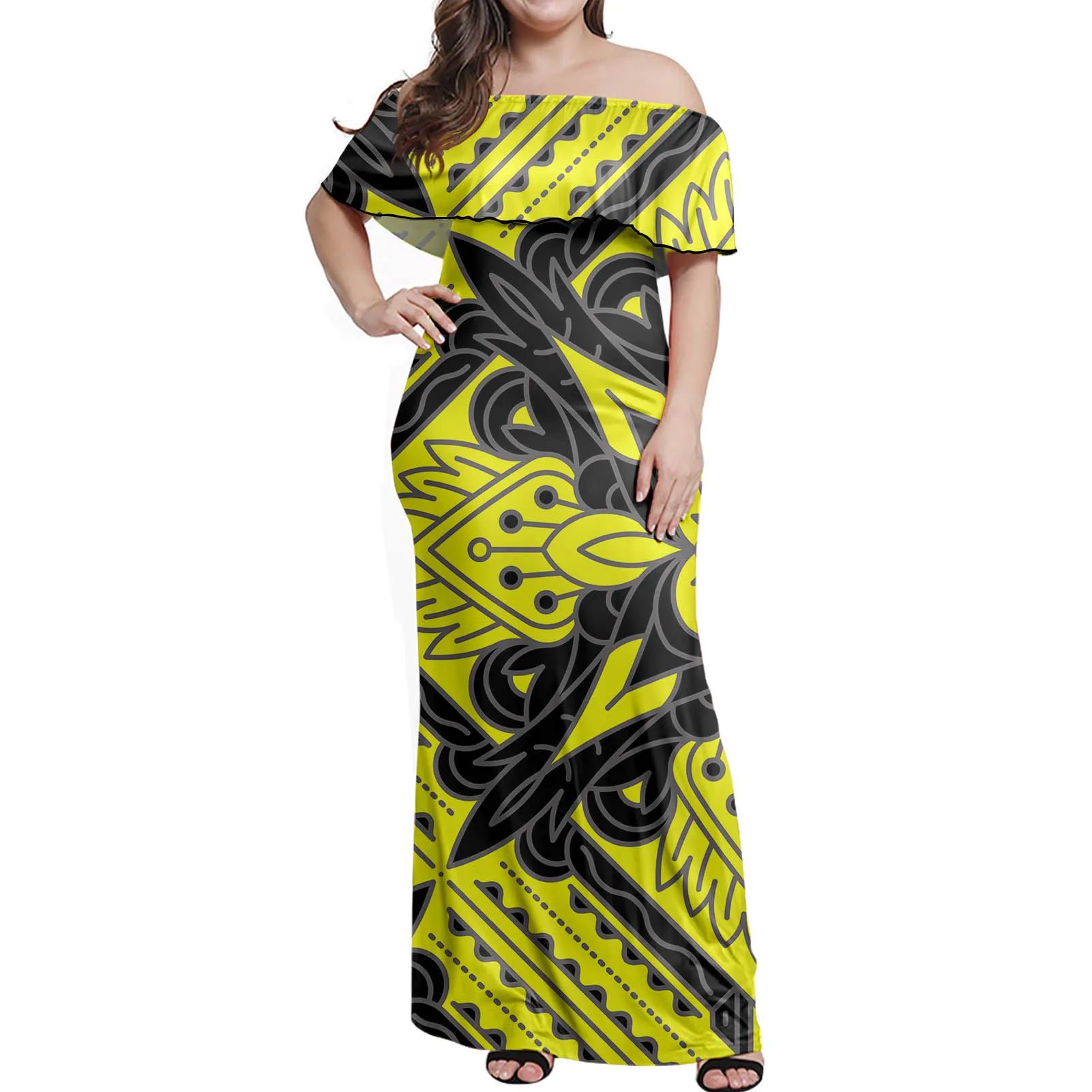 

HYCOOL 2021 Women Spring Summer Dresses Off Shoulder Sleeveless Retro Vintage Elegant Dress Sexy Party Dress Yellow Vestidos