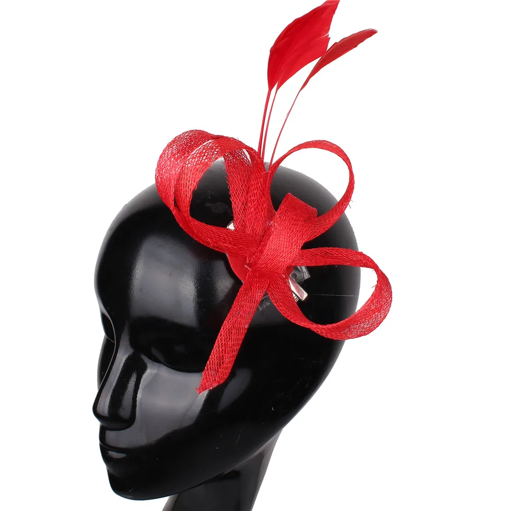 

Женский головной убор с перьями Sinamay, модная Свадебная вуалетка синего цвета, заколка для волос, аксессуары для волос