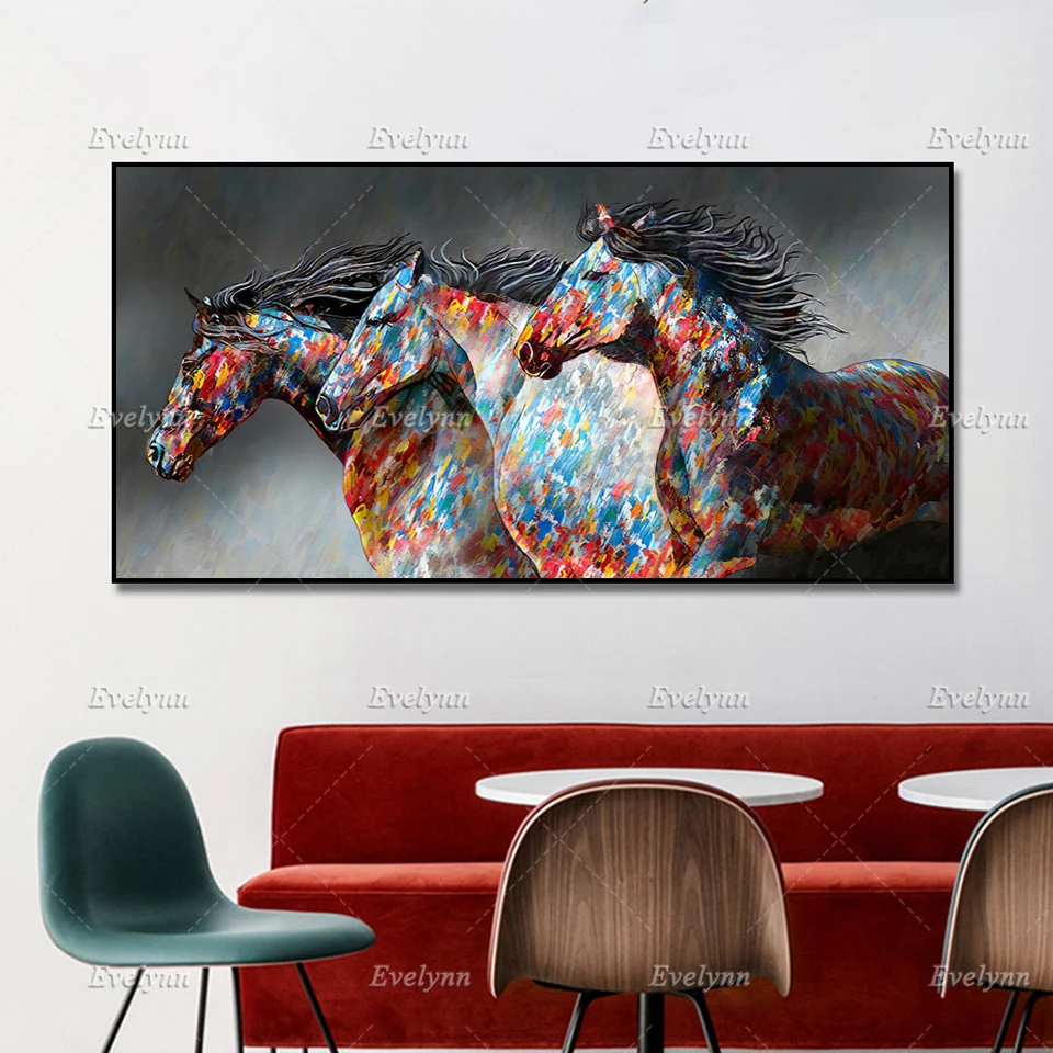 

Abstract Running Horses Canvas Paintings On the Wall Art Posters And Prints Modern Animals Art Pictures For Living Room Cuadros
