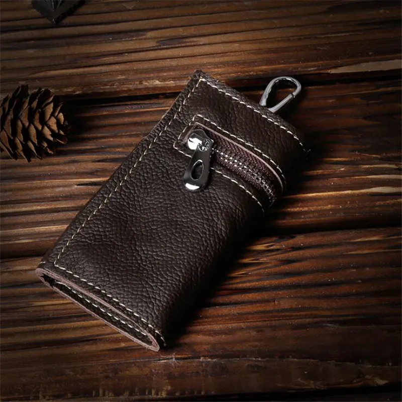 

Key Case Men's Women's Leather Waist Multi-function Car Key Bag Casual Bag Top Layer Leather Zipper Wallet