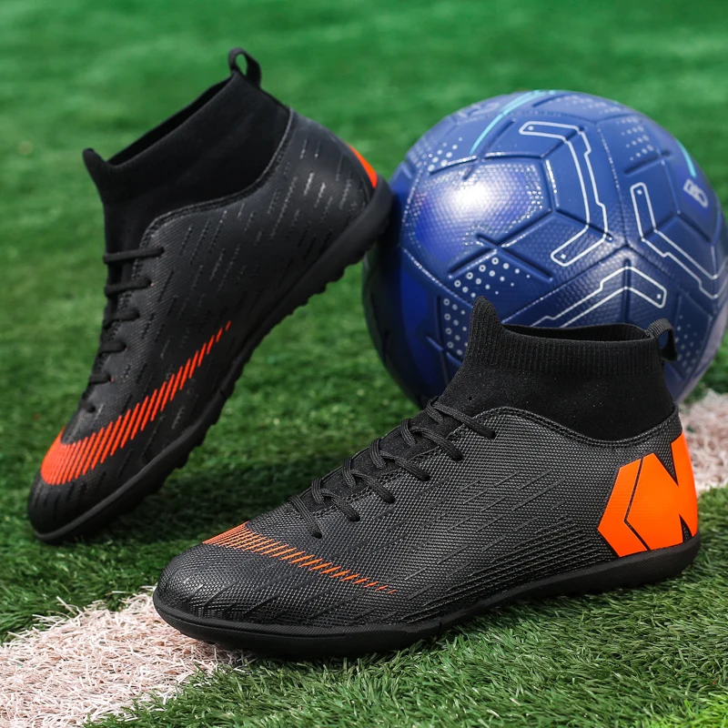 Indoor Breathable Soccer Shoes Mens Football High Ankle Training Cleats Sneakers Kids Original Turf Boots | Спорт и развлечения
