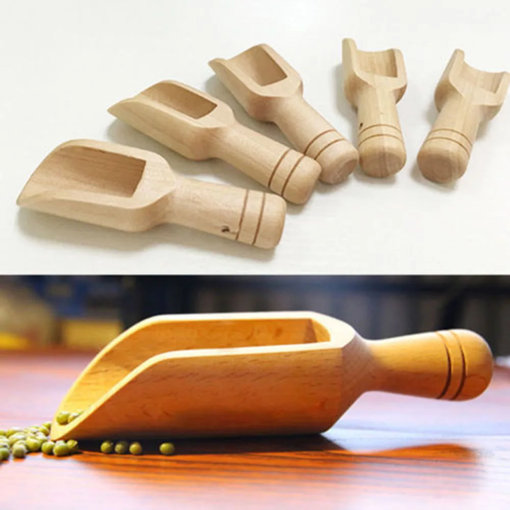 

5pcs Wooden Salt Shovel Scoops Salt Powder Spoon Teaspoon Small Salt Shovel Milk Powder Wood Condiment Spoons Coffee Mini Sugar