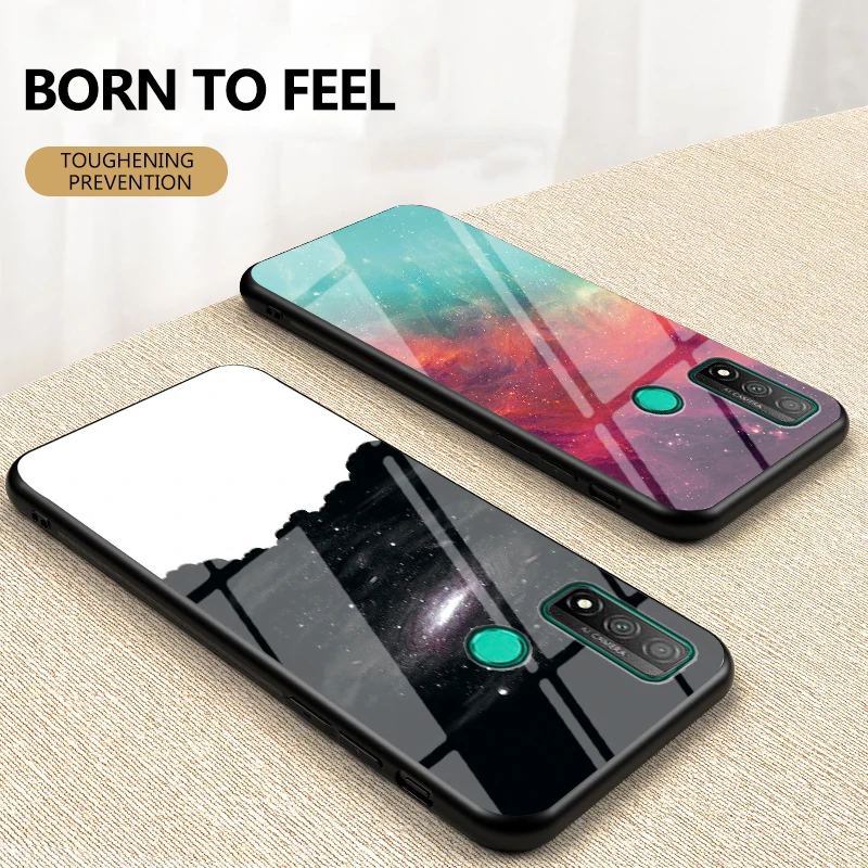 

Luxury Starry sky Tempered Glass Case For Huawei P Smart 2020 P30 Pro Mate 9 Pro Mate 10 Pro 10pro Cover Soft edge Bumper Shell