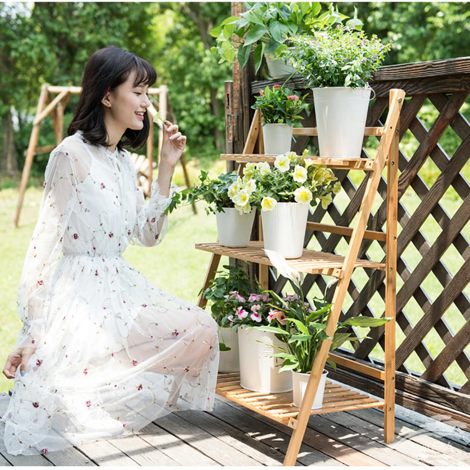 

3-Tier Floor-standing Bamboo Plant Stand Planter Rack Flower Pots Holder Disply Rack Multilayer Shelf Rack Garden Balcony