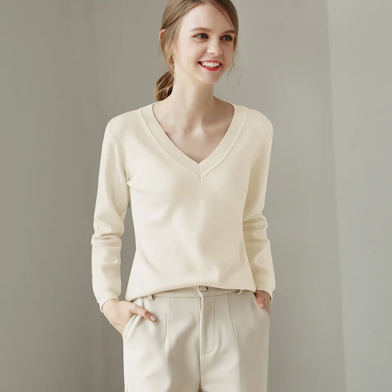 

2021 new western style sweetheart-neck women's sweater with slim v-neck long-sleeved bottoming shirt autumn winter knitted top