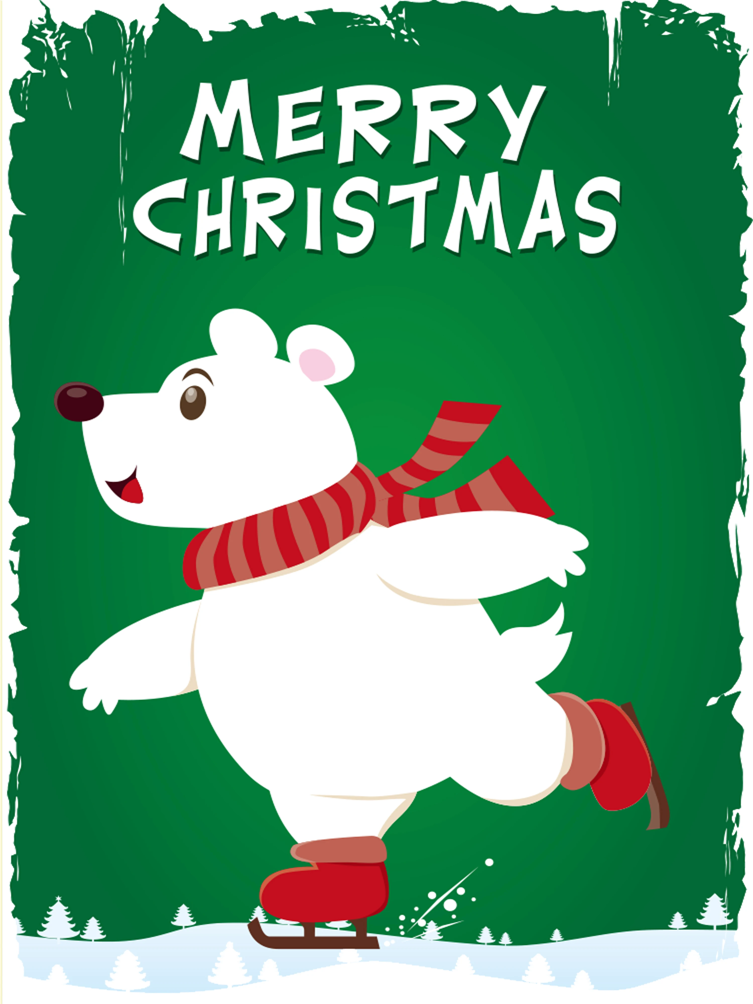 Новогодняя открытка с Санта Клаусом рождественская елка бумажная