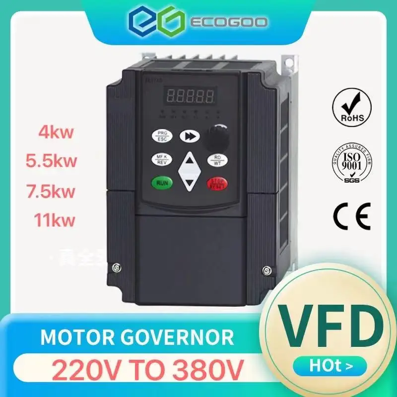 

220V single-phase input to 380 3 phase 11KW VFD Variable Frequency Drive Converter for Motor Speed Control Frequency Inverter