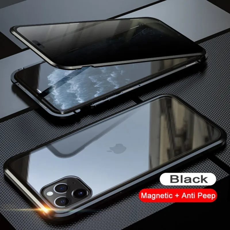 

Anti-peep Double Glass Magnetic Adsorption Case for iPhone 13 12 Mini 11 Pro XS Max XR 7 8 6Plus SE 2020 Privacy Protection Case