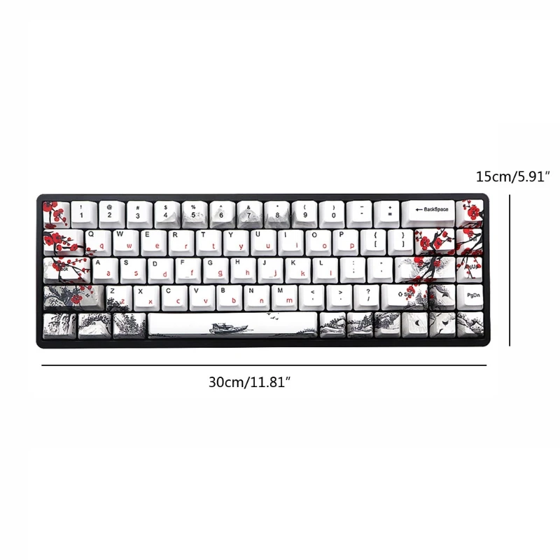 

P8DF 68 Key Wangjiang Plum Blossom Keycap Dye Sub OEM for K6 IFG68 TADA68 EK820 RK837