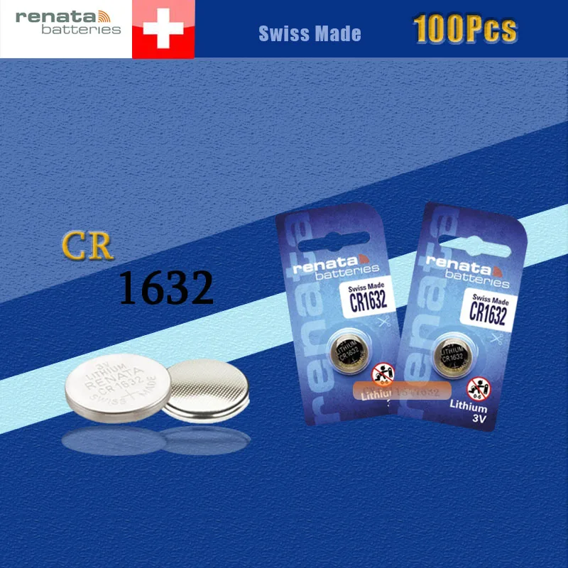 100 X renata литиевая батарея CR1632 3V % оригинальный бренд 1632 батарея|battery cr1632|1632 batterylithium