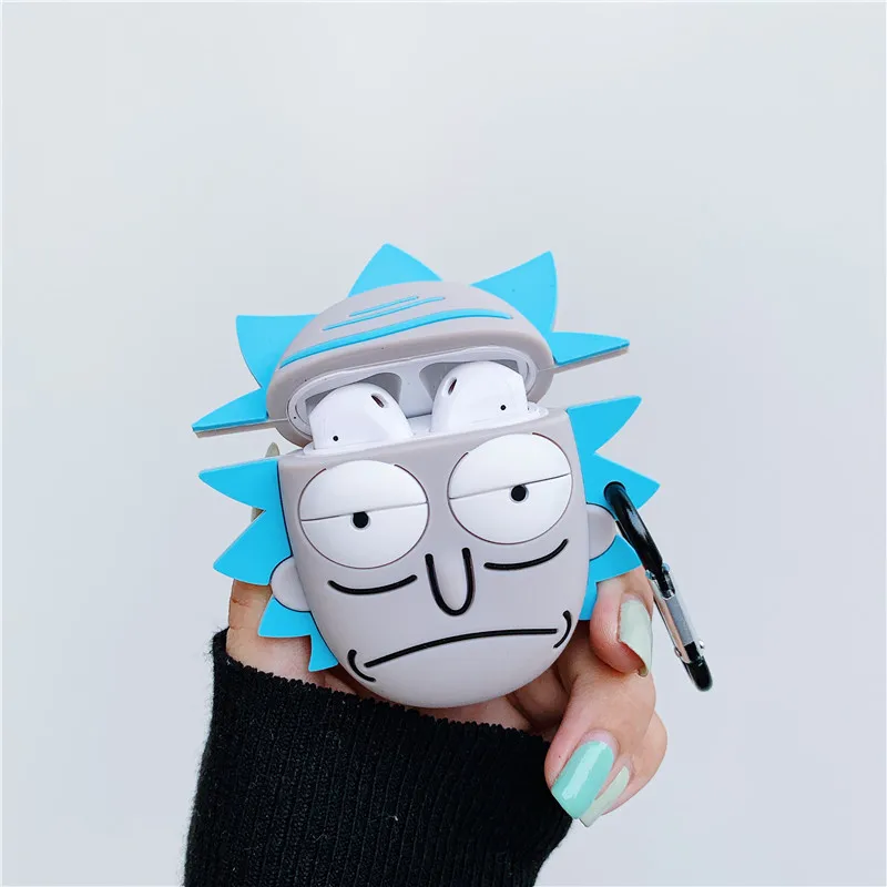 Cute Cartoon Rick and Morty Wireless Bluetooth Earphone 3D Case for Apple AirPods 2 Silicone Charging Airpods 1 |