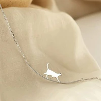 women chain jewellery gifts silver cute cat pendant necklace clavicle charm