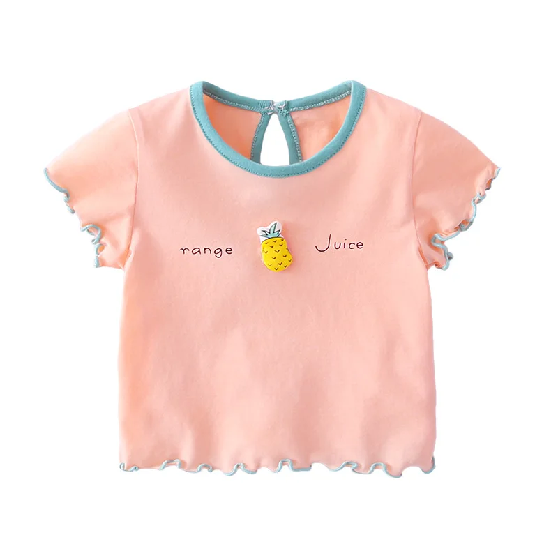 

Baby Girls T-shirt Tops Cute Fruit PrintRound Neck Thin Summer Clothing for Kids Children Flower Short Sleeve 9M-4T