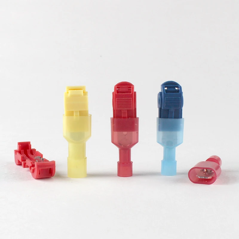 1 пара, Т-образные соединители для кабелей, синие, красные, желтые