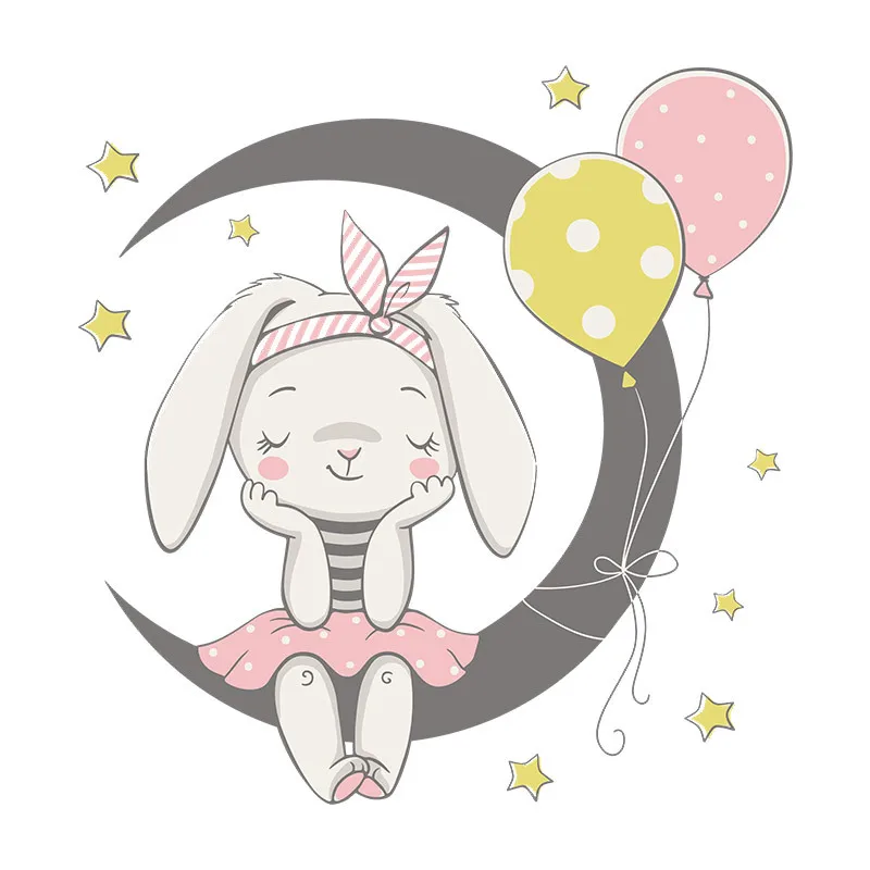 

Cartoon Wall Stickers for Girls Rooms Decoration Rabbit Sticker for Kids Room Bedroom Wallpaper Home Decor Living Room Art Mural