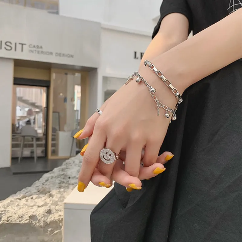 В стиле хип хоп с принтом Сердце образный многослойный браслет тренд уличной