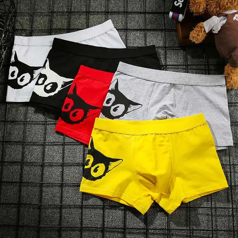 

Men Underwear Cartoon Printed Boxer Cuecas Homme Masculina 4Pcs/Lot