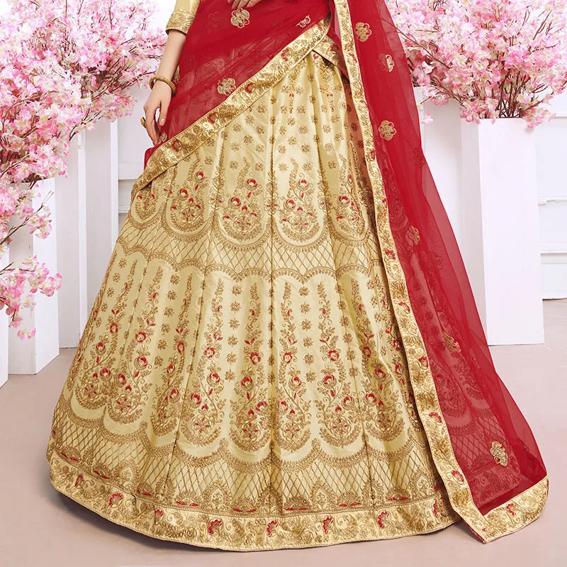 Женское свадебное шелковое вышивка нитью Lehenga охотничье индийское пакистанское