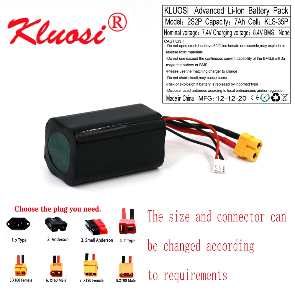 KLUOSI 2S2P 7 4 V 7Ah высокое Ёмкость Бла (беспилотный летательный аппарат Перезаряжаемые