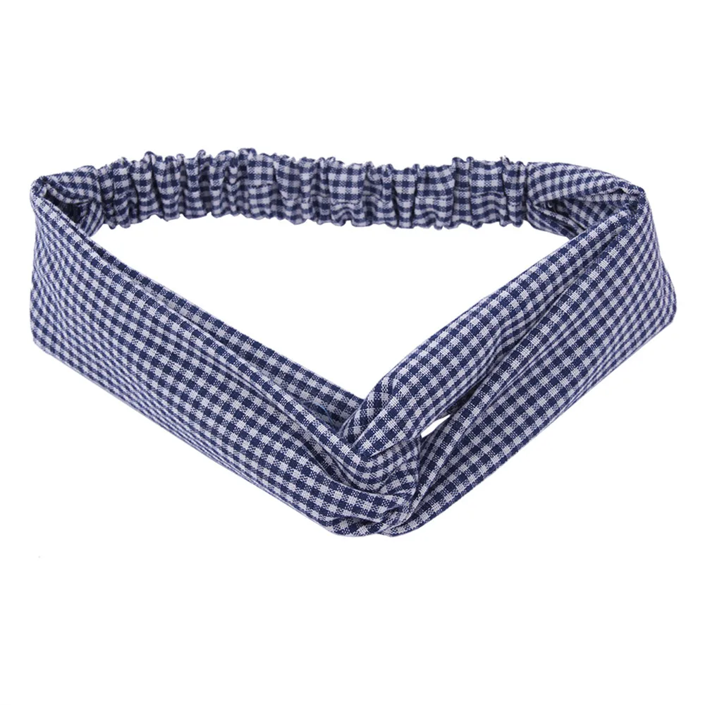 Женский обруч для волос в клетку тканевый эластичный ободок прекрасный головной