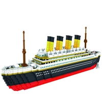 3800 pcs building block titanic cruise ship model boat diy assemble building diamond blocks model classical brick toys gift