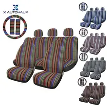 X Autohaux Car Seat Covers Set Baja Saddle Blanket Weave Universal Fit Most Cars Covers with Steering Wheel Cover Protector