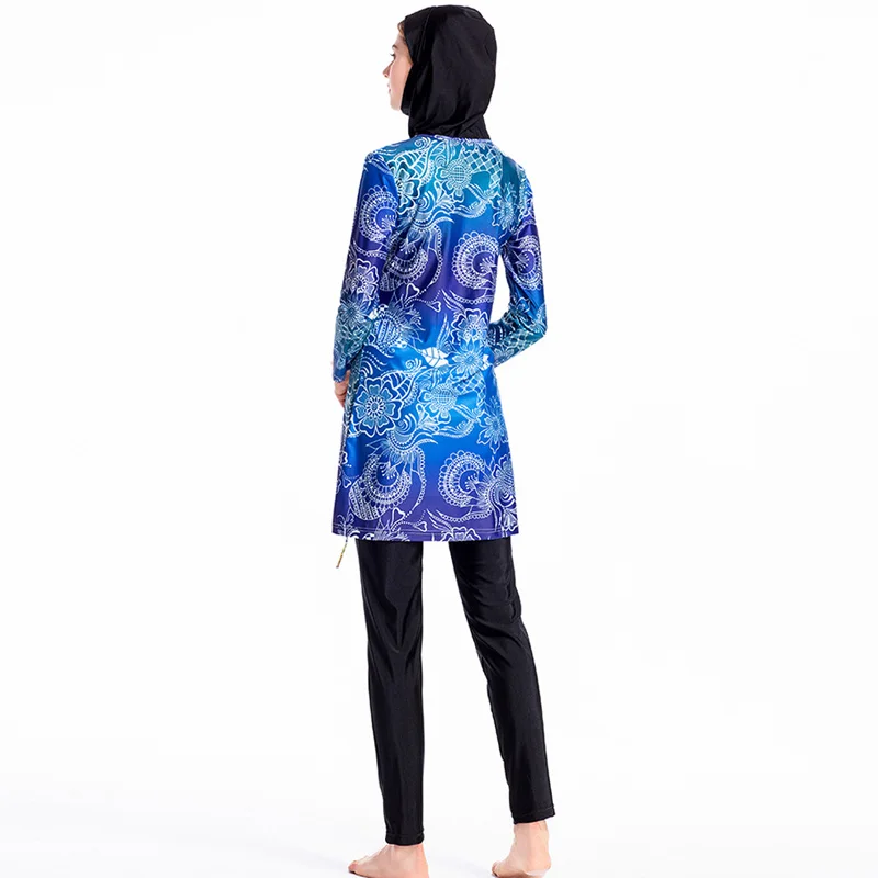 Plus Size Muslim Swimwear Women Modest Patchwork Hijab Long Sleeves Sport Swimsuit Islamic muslim Burkinis Wear Bathing Suit | Спорт и