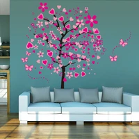 pink bulk wall sticker peach heart tree butterfly romantic modern nordic poster bedroom decor elegance abstract wall pictures