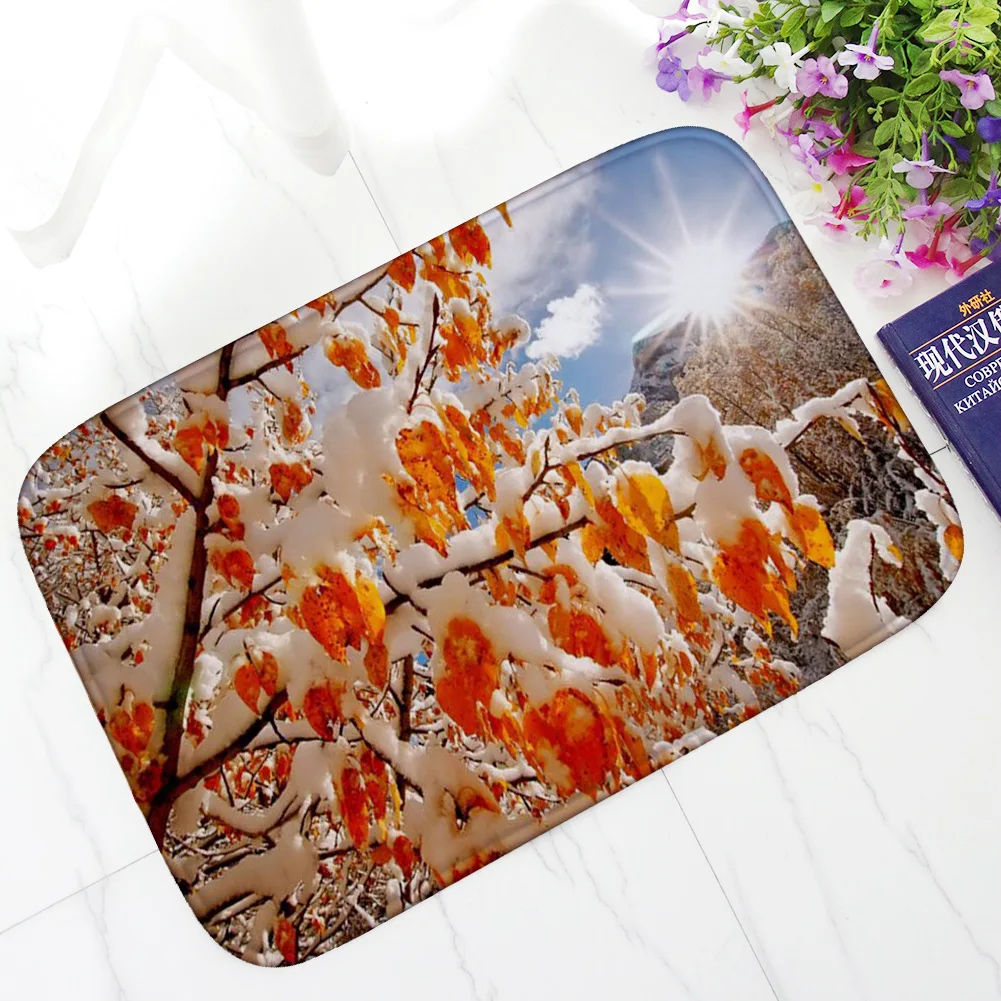 Рождественский коврик для входной двери фланелевый нескользящий впитывающий