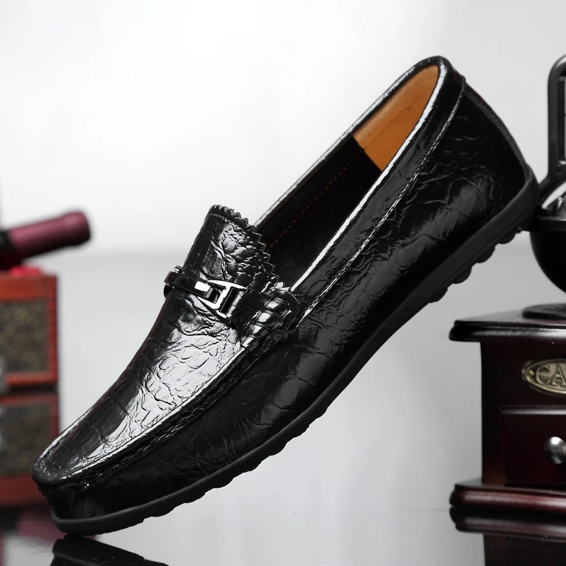 Лоферы мужские кожаные Нескользящие на плоской подошве | Обувь