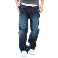 new fashion men jeans cowboy straight loose baggy harem denim pants casual cotton wide leg trousers blue plus size 27 48