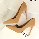 Туфли-лодочки BIGTREE женские на высокой шпильке, флоковые туфли-лодочки, пикантная офисная обувь с острым носком, большой размер 43