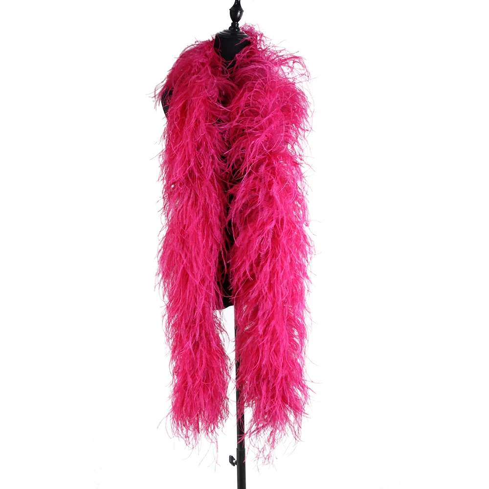 

2 Meter Fluffy Natural Ostrich Feathers Boas on Ribbon Dyed High quality Feather Scarf Carnival Shawl Clothes Decor for Wedding