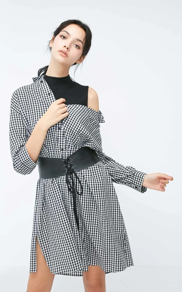 Vero Moda Новое поступление вязаный жилет клетчатое платье-рубашка | 3184SZ506