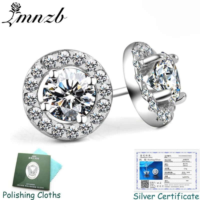 

Серьги-гвоздики женские свадебные из серебра 100% пробы с цирконием