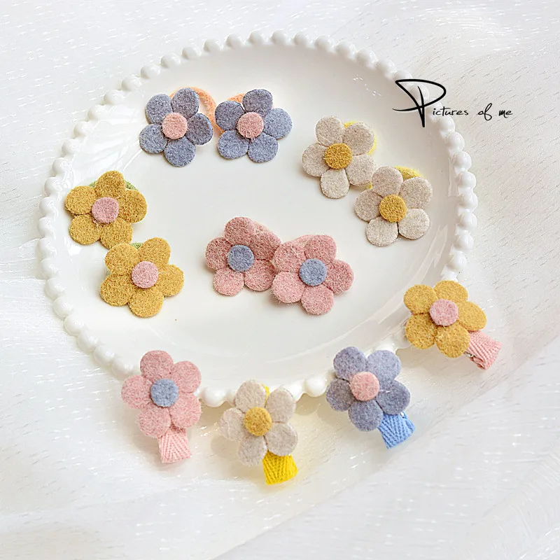 

12pcs/Set Fluffy Flower Girls Elastic Hair Bands Kids Small Hair Ties Ring Rope New Toddlers Felft Hairpins Hair Accessories