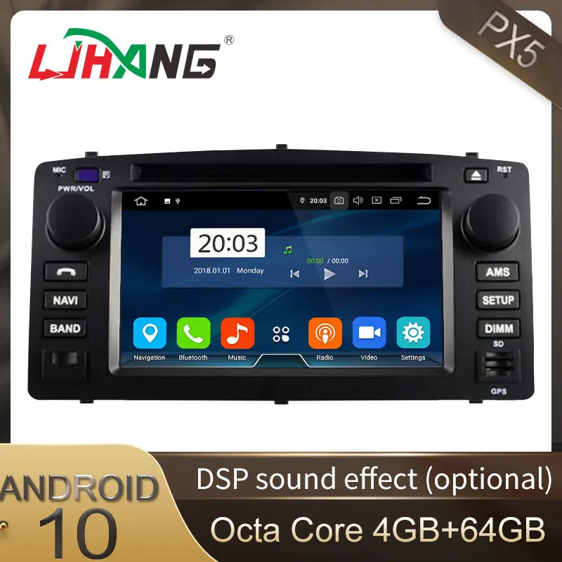 LJHANG автомобильный DVD мультимедийный плеер Android 10 для Toyota Corolla E120 BYD F3 WIFI 2 Din