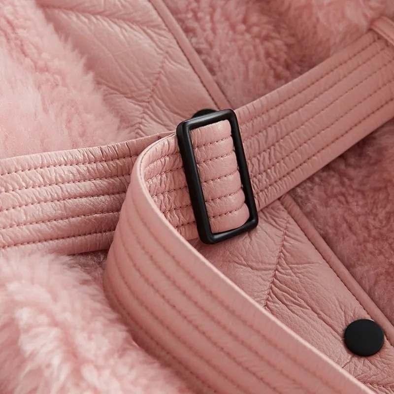 

2020 Luxury Women's Real Fur Coat Thick Lamb Wool Fur Jacket Long Sheep Shearling Female Jackets Winter Long Coats Streetwear