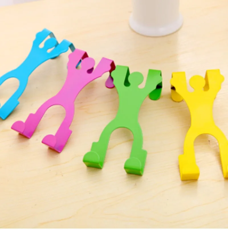 

2Pcs creative Stainless Steel human Shaped Hooks Kitchen cabinet Hanger Clothes Storage Rack Tool